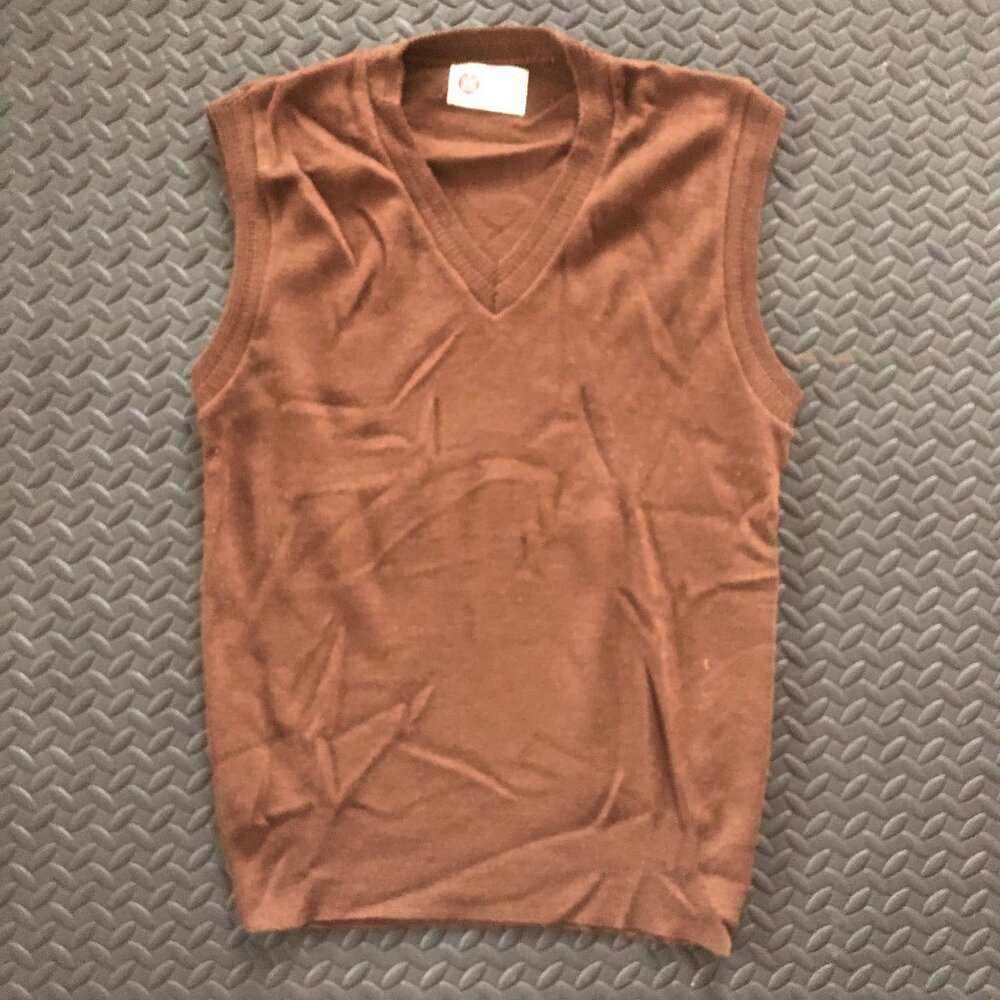 VINTAGE BROWN KINGS ROAD V NECK PULLOVER SWEATER VEST SIZE XL PREPPY
